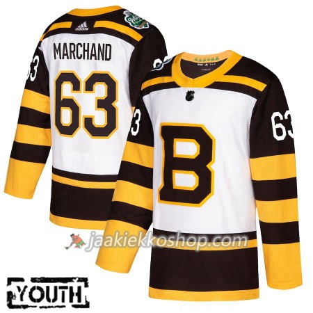 Lapsille NHL Boston Bruins Pelipaita Brad Marchand 63 2019 Winter Classic Adidas Valkoinen Authentic